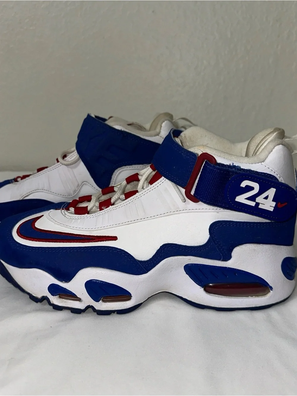 Nike Kids White, Blue & Red Retro Strap High-Tops